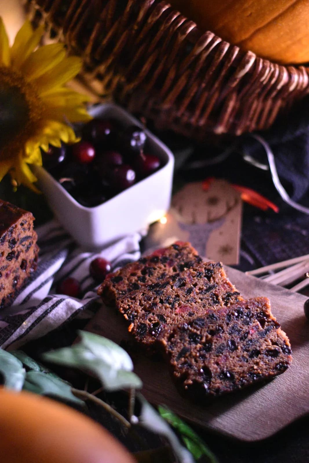 Rich fruit cake slice